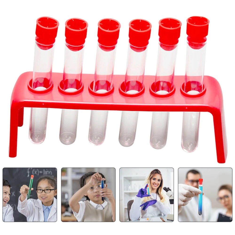 1 Set Plastic Test Tubes Droppers with Caps Test Tube Rack Kit Kids Test Tube Set