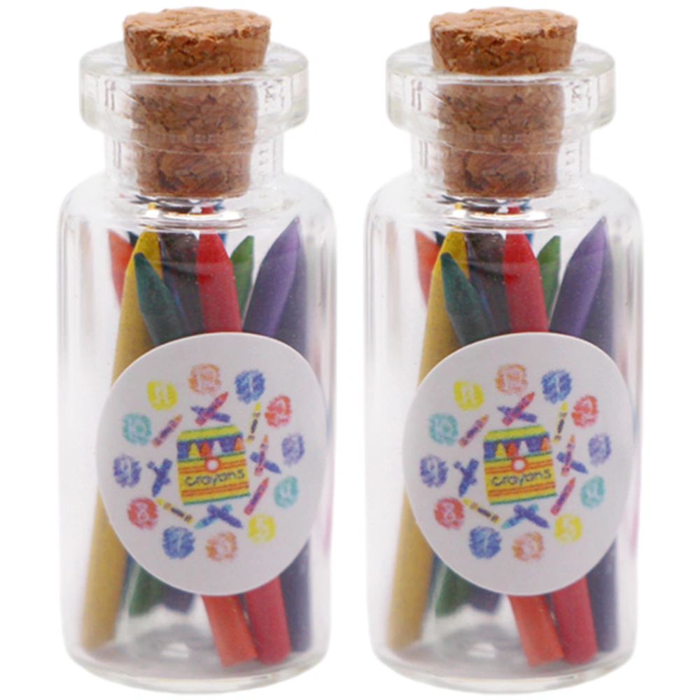 2 Sets Doll House Bottled Crayons Miniature Colorful Crayons Models Ornaments