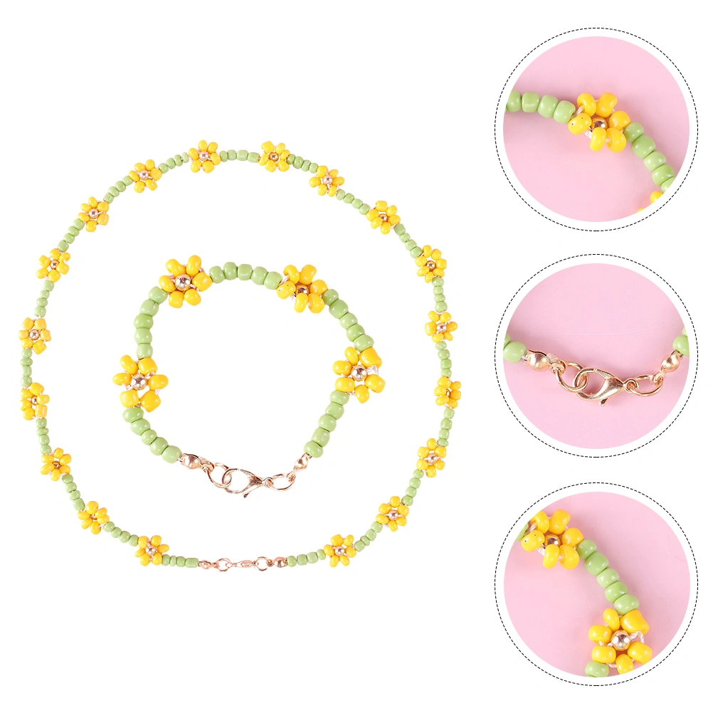 2Pcs/Set Children Decorative Necklace Acrylic Bead Bracelet Kit Kids Jewelry