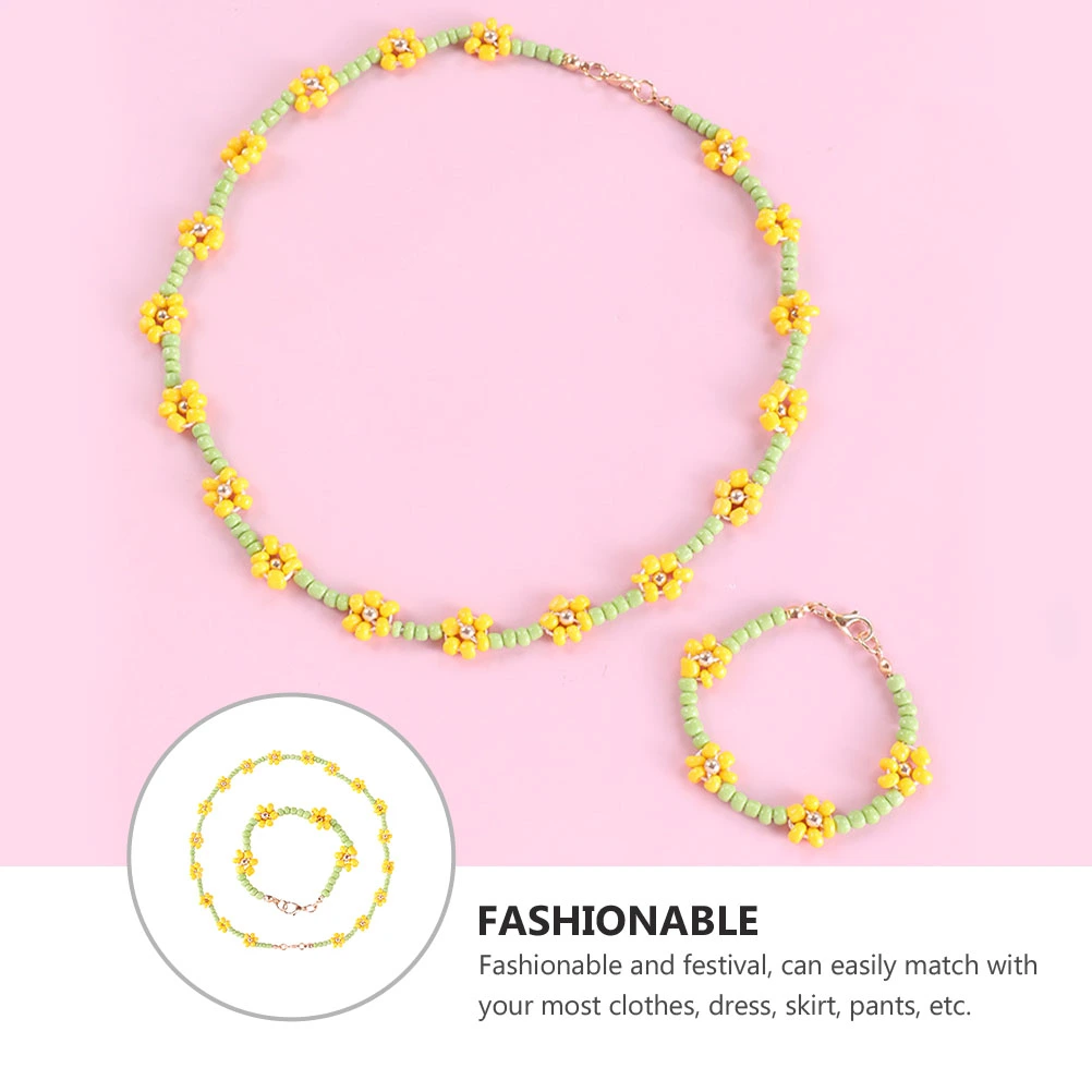 2Pcs/Set Children Decorative Necklace Acrylic Bead Bracelet Kit Kids Jewelry