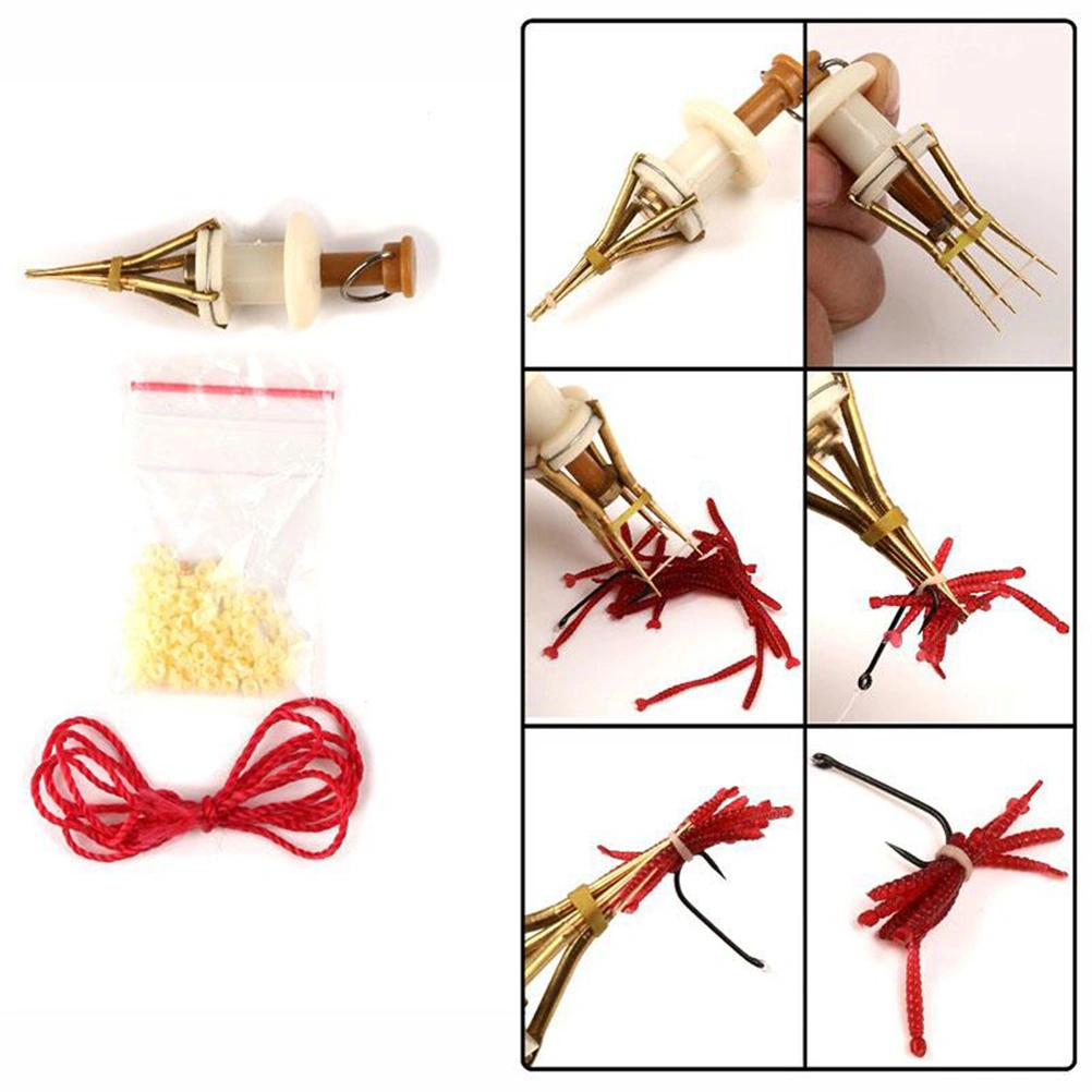 Red Worm Bait Worm Clip Granules Bloodworm Earthworm Clips Fishing Tackle Tools Baits Clips Set (Random Particle Color)
