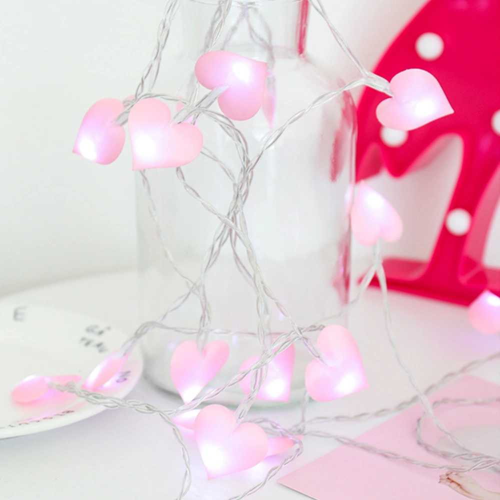 1.5M Pink Heart Shape Light Strings 10 LED Lamp Strings Battery Powered for Photography Garden Home Landscape Decor (Warm White)