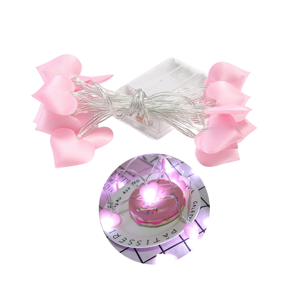 1.5M Pink Heart Shape Light Strings 10 LED Lamp Strings Battery Powered for Photography Garden Home Landscape Decor (Warm White)