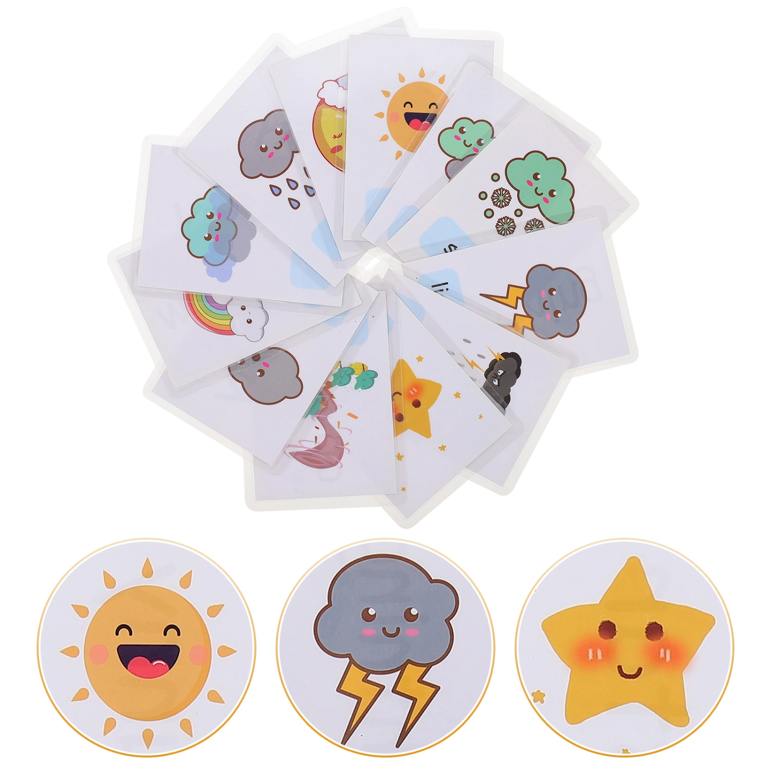 12Pcs Sight Words Flash Cards Weather Cognition Flash Cards Kids Early Educational Cards