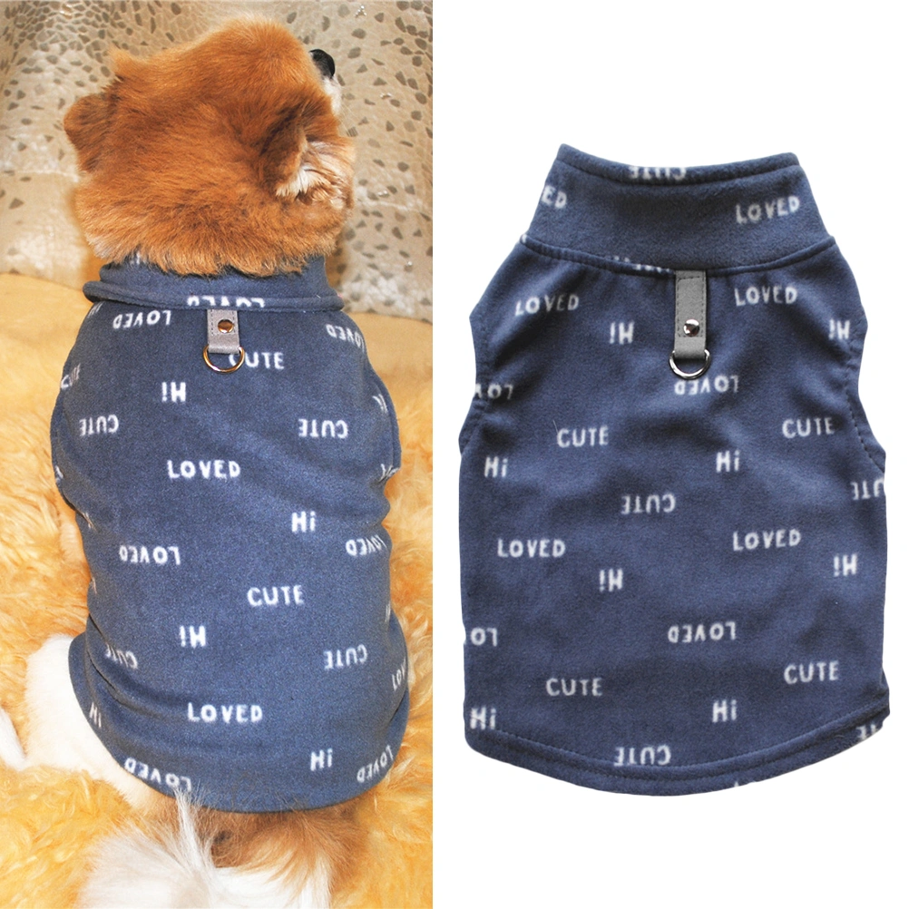 Adorable Pet Autumn Winter Clothes Warm Polar Fleece Dog Outfits Party Costumes Pet Supplies (Gray Letter Size S)