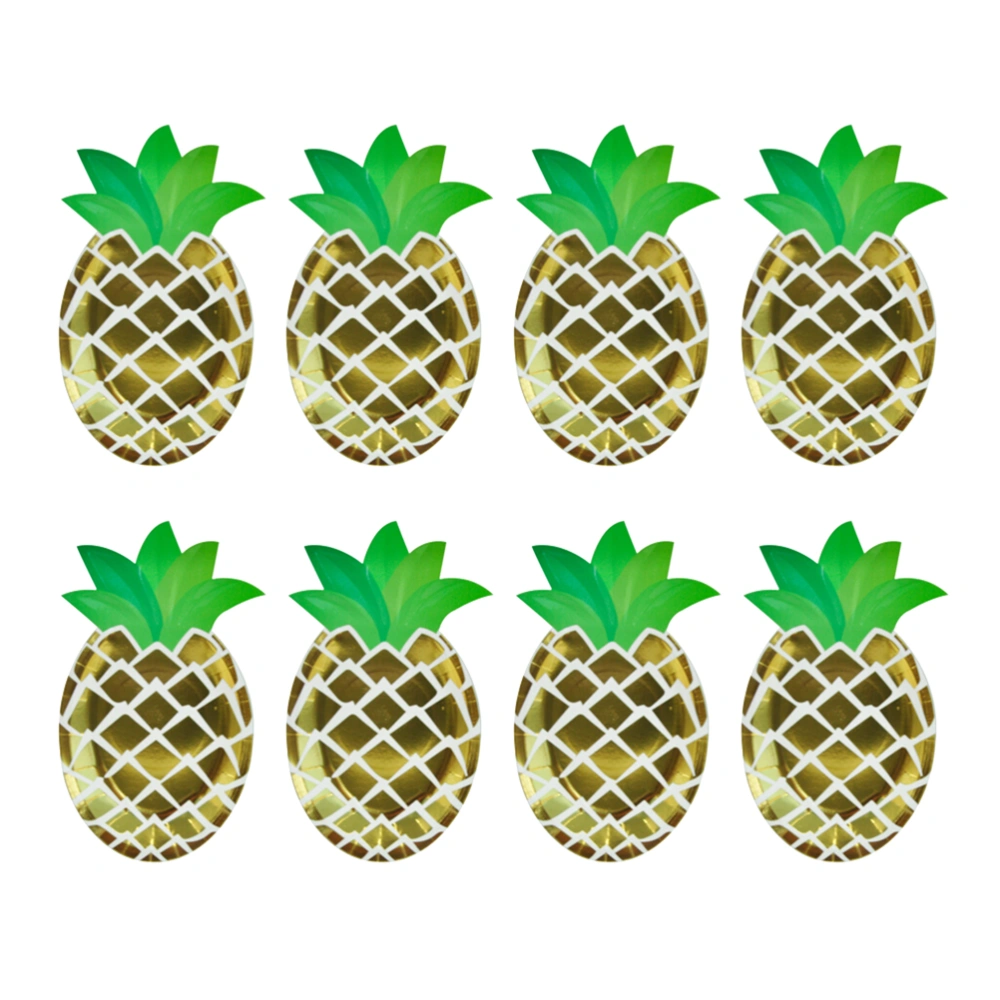 16pcs Disposable Plates Bronzing Pineapple Prints Dinnerware Set Paper Tableware Party Supplies Festival Birthday Party Favors Supplies