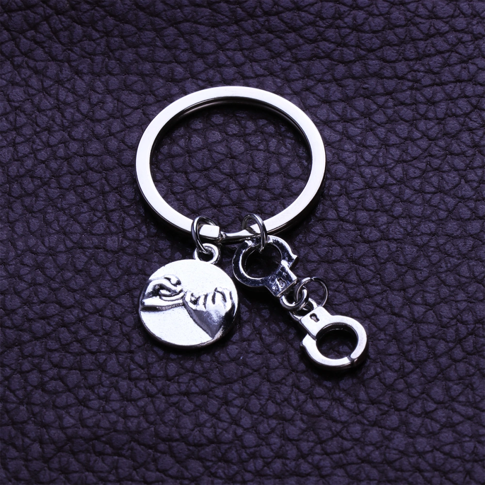 2pcs Friendship Handcuffs Keychain Fashion Hanging Key Rings Ornament Metal Keychain Accessory