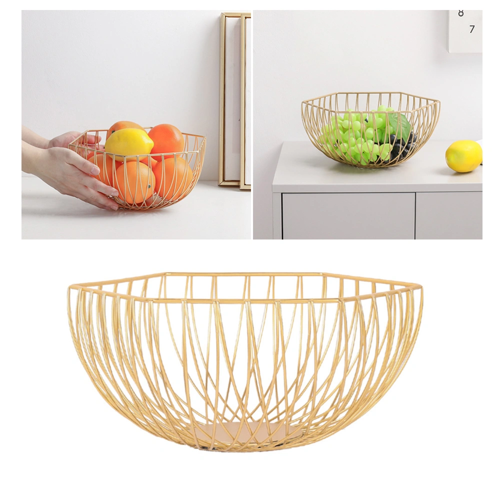 Creative Snack Plate Geometric Fruit Basket Delicate Fruit Tray Simple Iron Fruit Basket for Home Desktop (Size L)