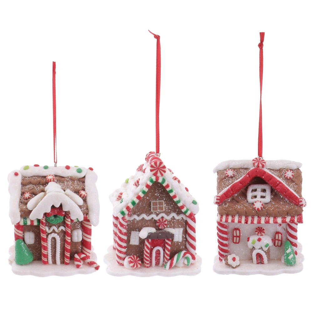 3Pcs Christmas House Shaped Adornment Silicone Crafts House Model Decoration