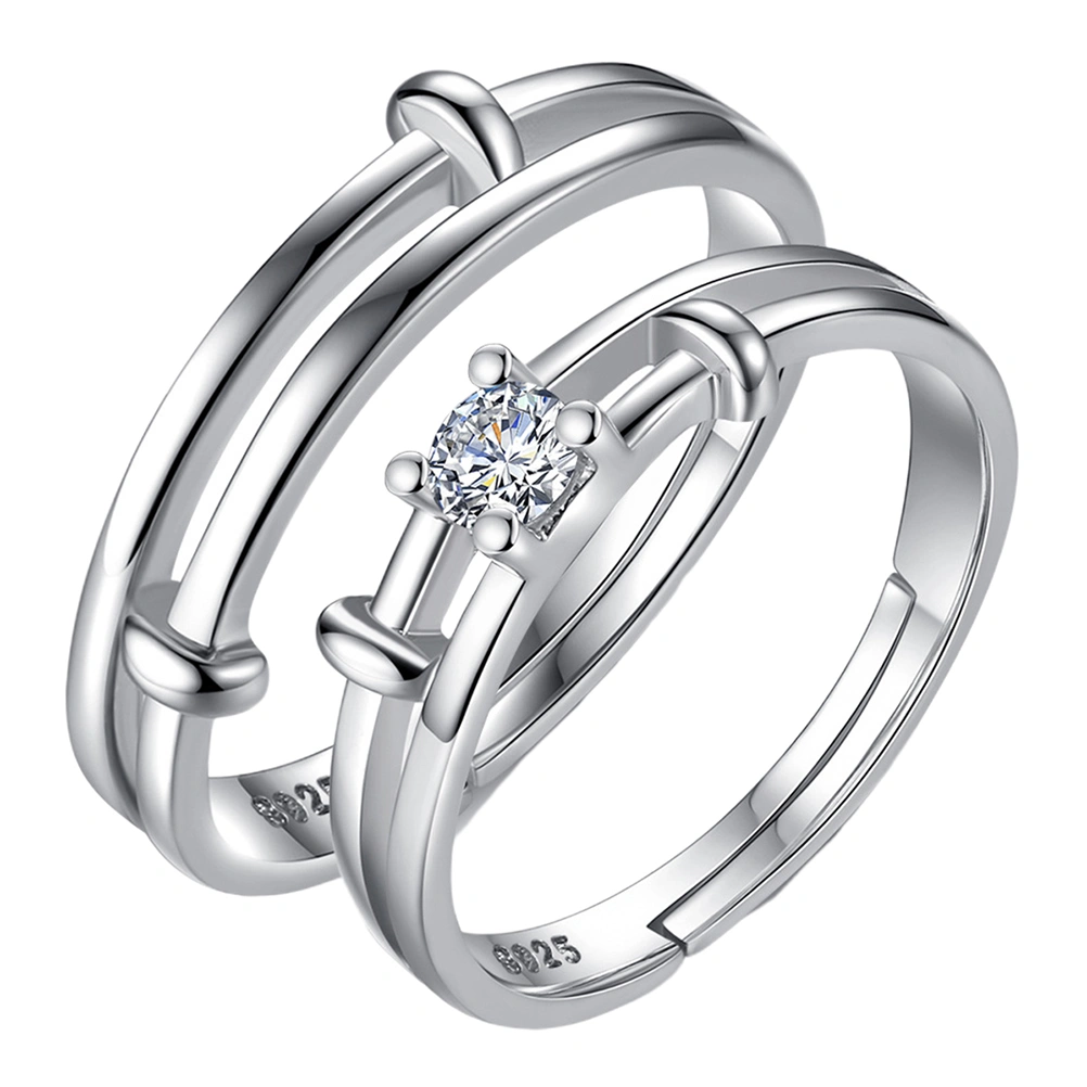2Pcs Couple Index Finger Ring Couple Rings Elegant Simple Ring Finger Jewelry Silver (Men's and Women's)