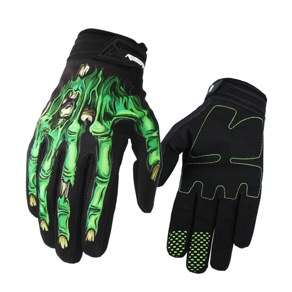 Full Finger Motorcycle Gloves Outdoor Sports Gloves for Cycling Size L(Green)