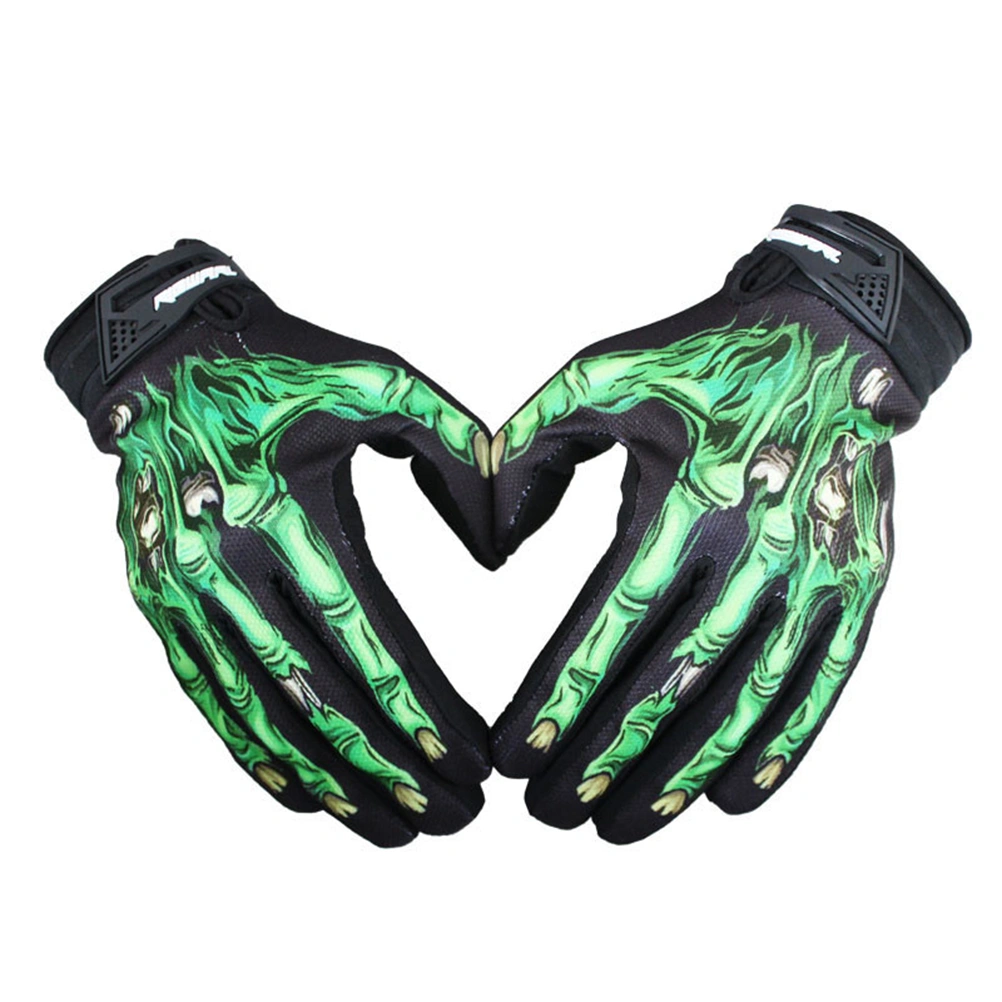 Full Finger Motorcycle Gloves Outdoor Sports Gloves for Cycling Size L(Green)