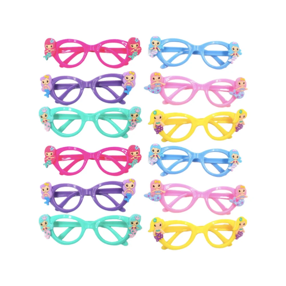 12pcs Mermaid Glasses Eyewear Interesting Eyeglasses Photo Props Accessary Party Supplies Favors for Kids Girls (Random Mixed)