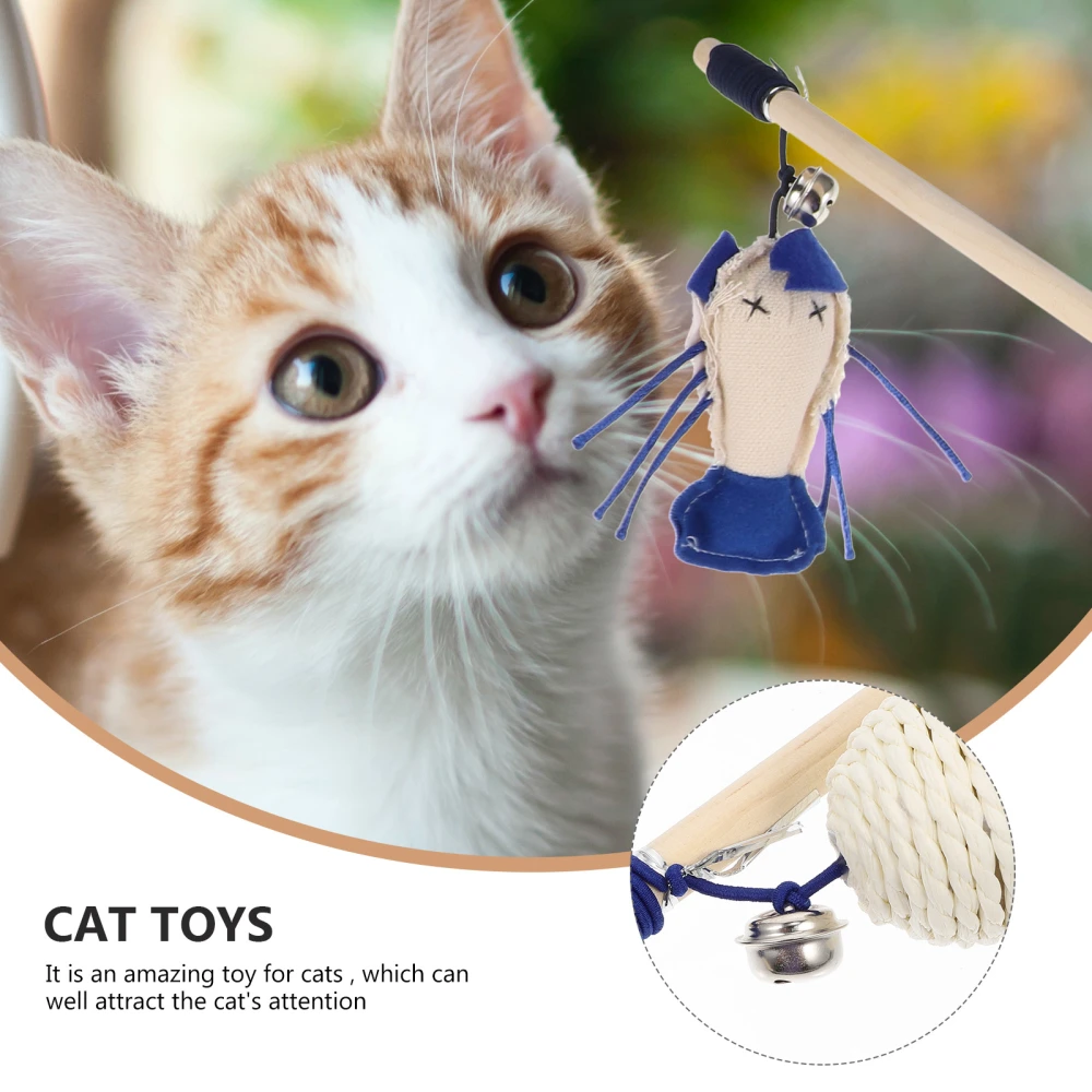 2 Pcs Wooden Cat Teaser Sticks Cat Interactive Toys Practical Cat Playing Toys