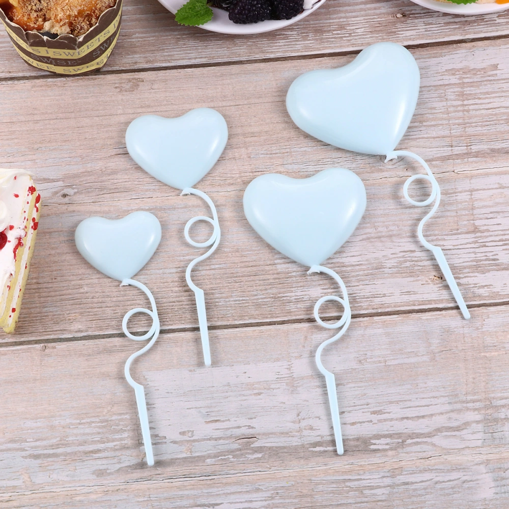 24pcs Cake Topper Cake Picks Heart Shape Design Fruit Picks Party Supplies (Blue)