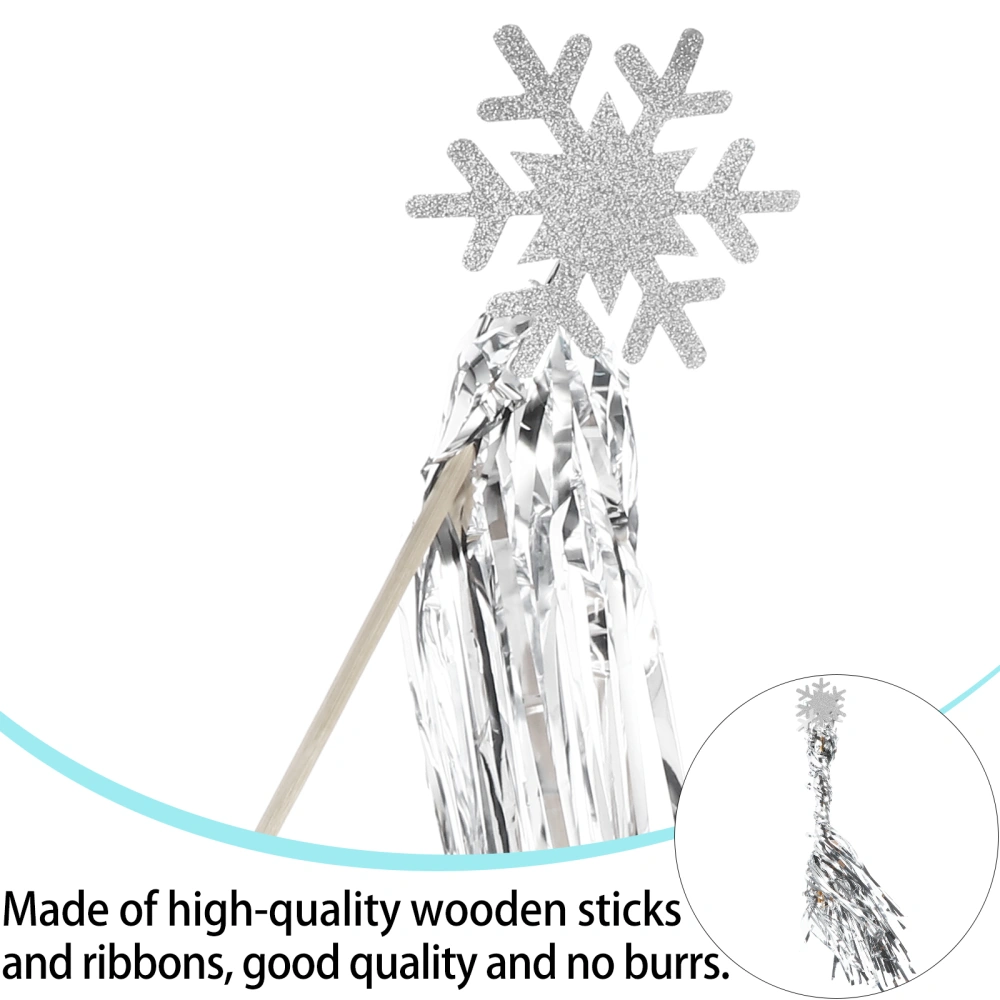 6Pcs Decorative Fairy Wands Snowflake Sticks Performance Props for Wedding