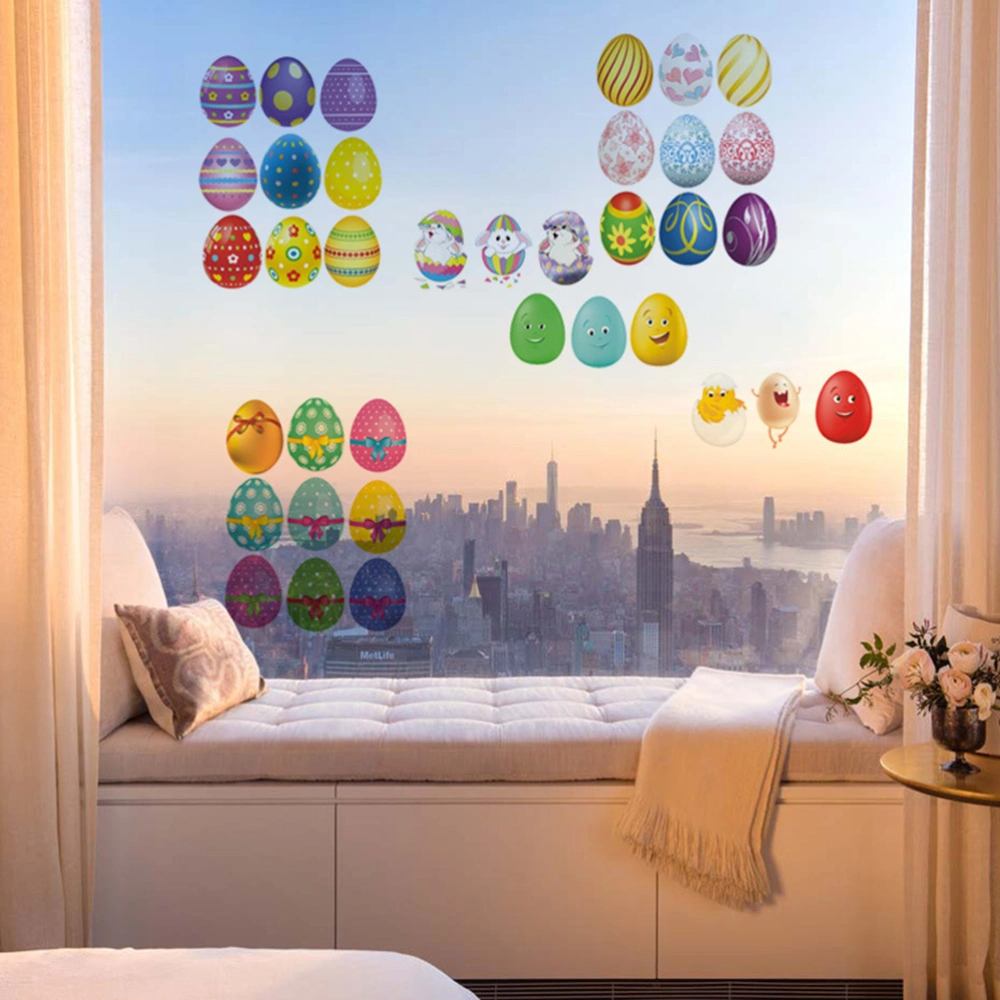 2pcs Creative Easter Egg Wall Sticker Funny Beautiful Removable Window Paste Glass Decor for Home Easter Party (B and C Style)