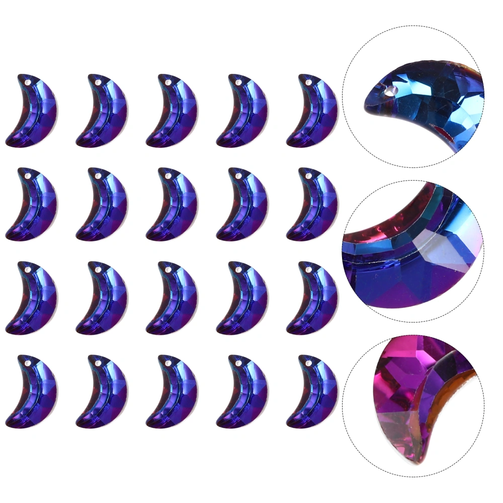 20Pcs Moon Charms Glass Crystal Charms Moon Shaped Pendants Jewelry Accessories