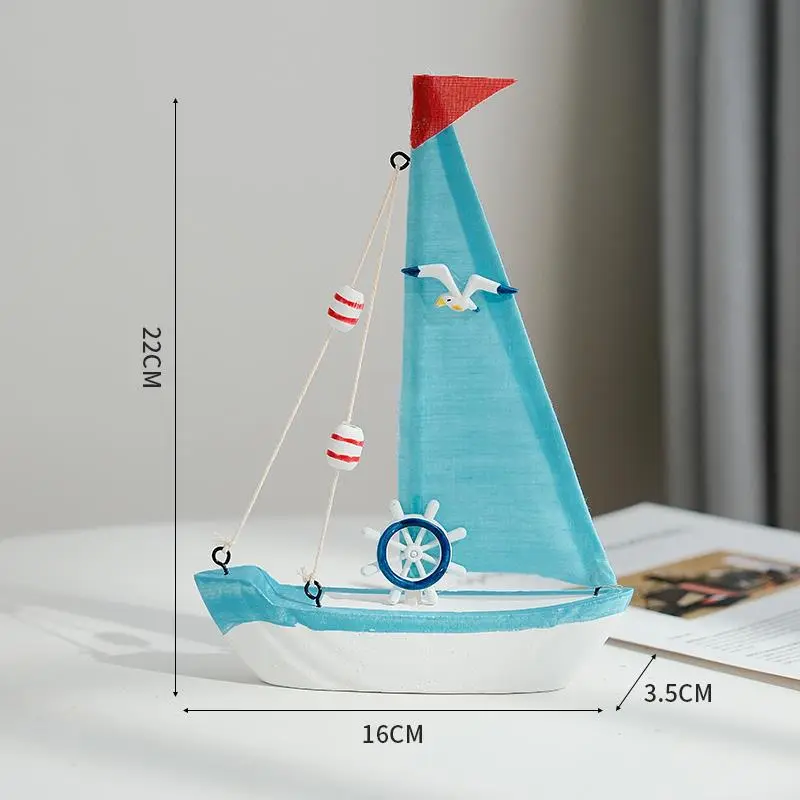 Sailboat Model Decoration Wooden Sailing Boat Home Office Sailboat Decoration