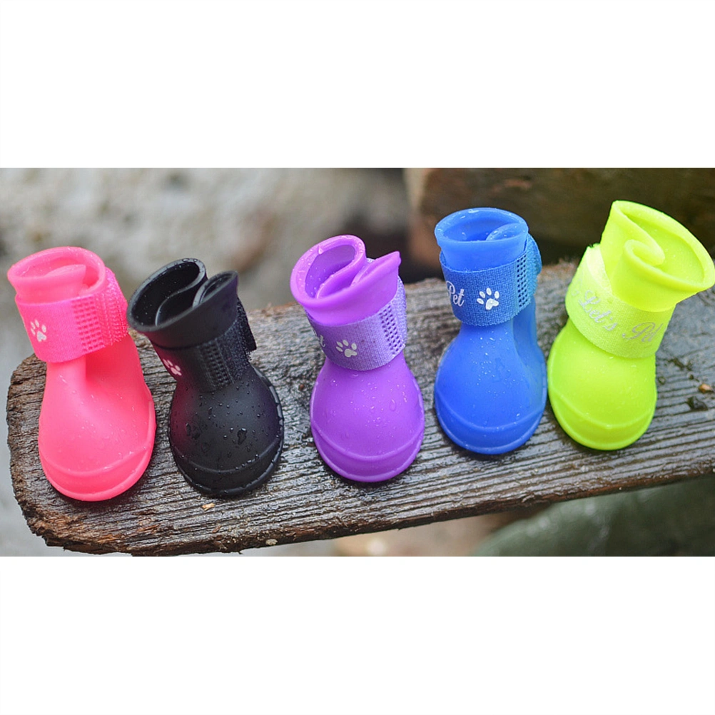 Little Pet Dog Puppy Anti-slip Rain Snow Boots Candy Colors Rubber Waterproof Boots Shoes - Size L (Blue)