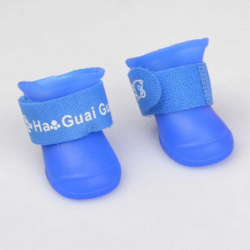 Little Pet Dog Puppy Anti-slip Rain Snow Boots Candy Colors Rubber Waterproof Boots Shoes - Size L (Blue)