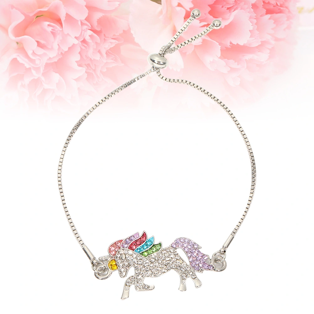 Crystal Unicorn Bracelet Trendy Jewelry For Women Baby Gifts(Silver)