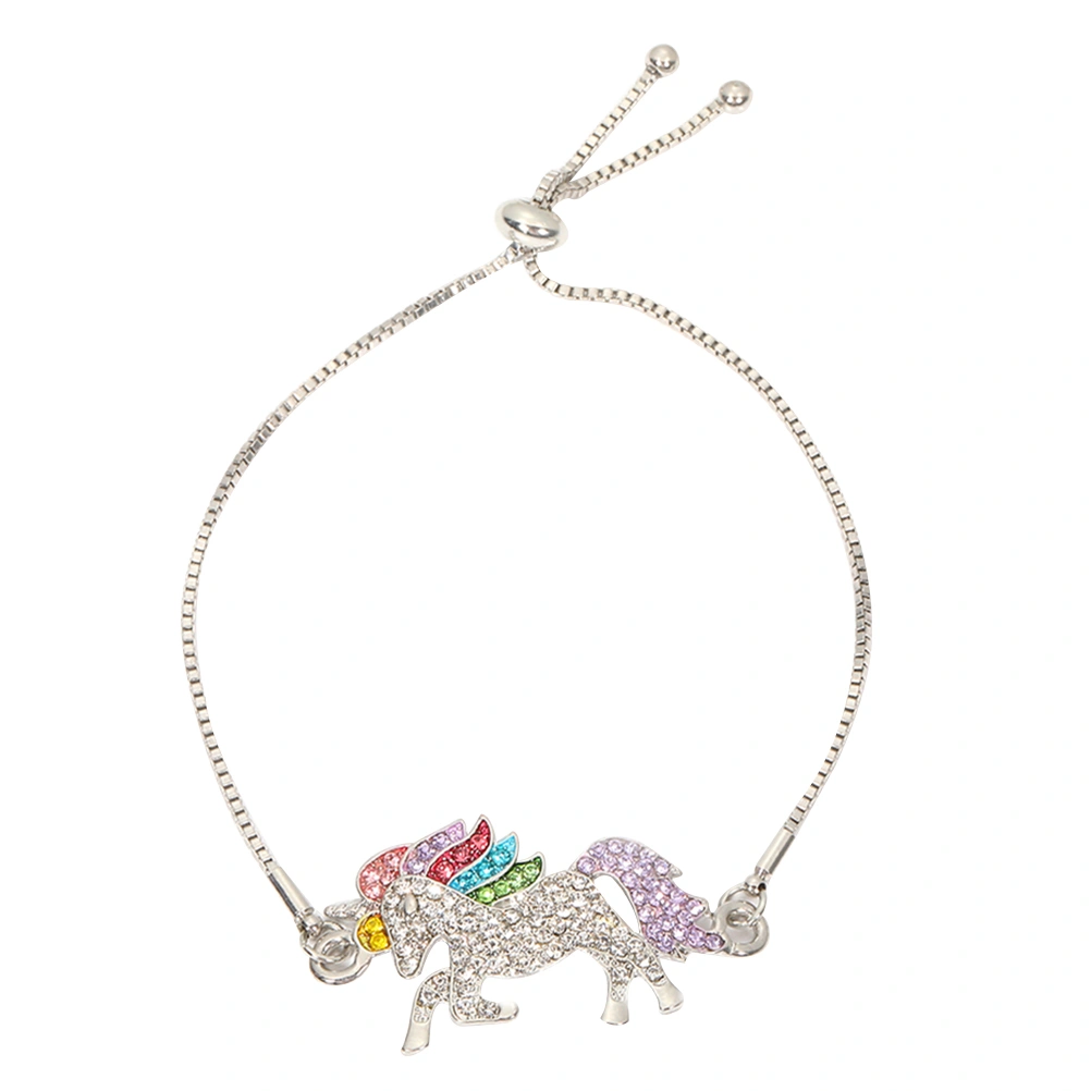 Crystal Unicorn Bracelet Trendy Jewelry For Women Baby Gifts(Silver)