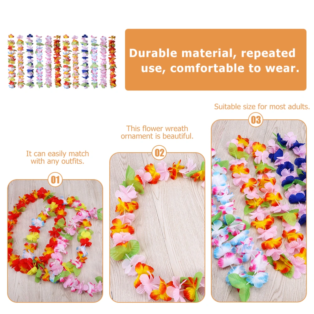 12Pcs Beach Party Hawaiian Leis Decorative Adults Wreath Luau Colorful Leis