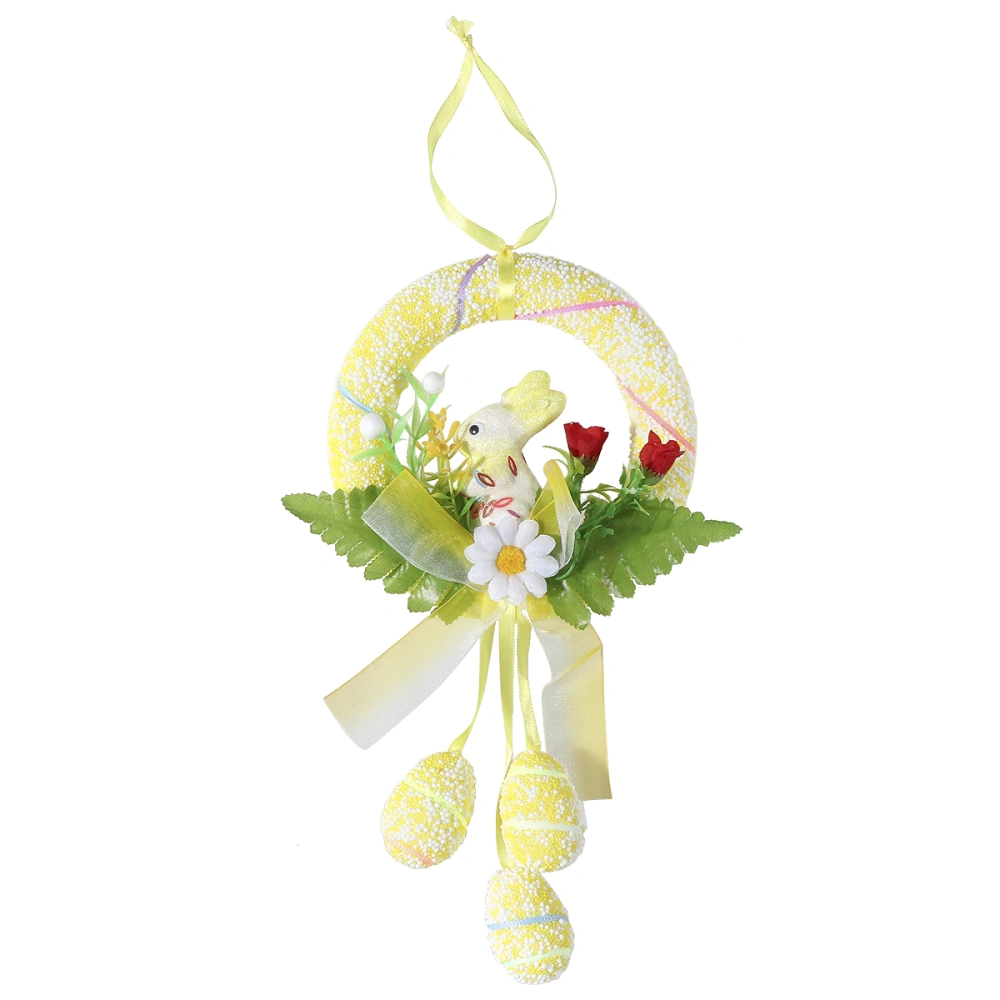 Easter Egg Decorative Wreath Party Decoration DIY Hanging Ornaments Holiday Gift Home Decor (Yellow)