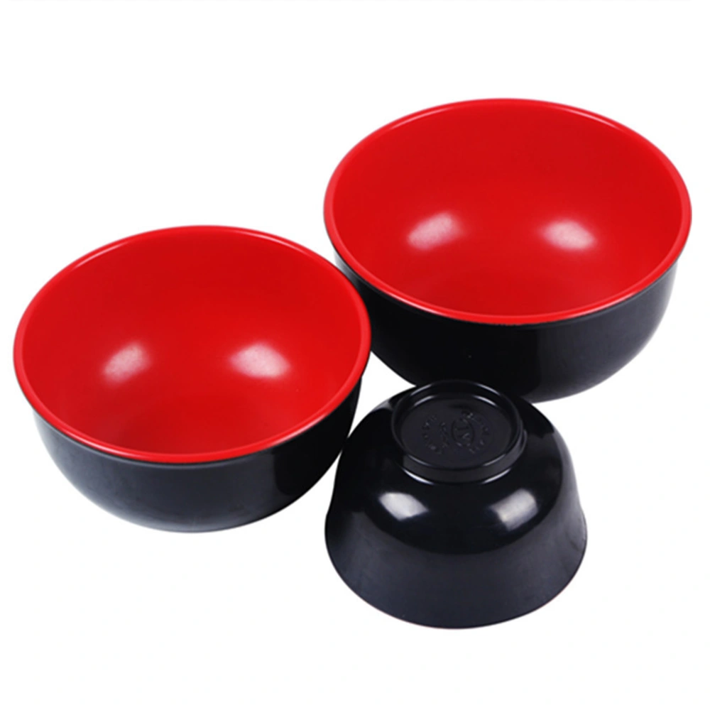 2pcs Melamine Black and Red Bowl Imitation Porcelain Rice Soup Bowls Tableware for Restaurant Home (5.5inch)