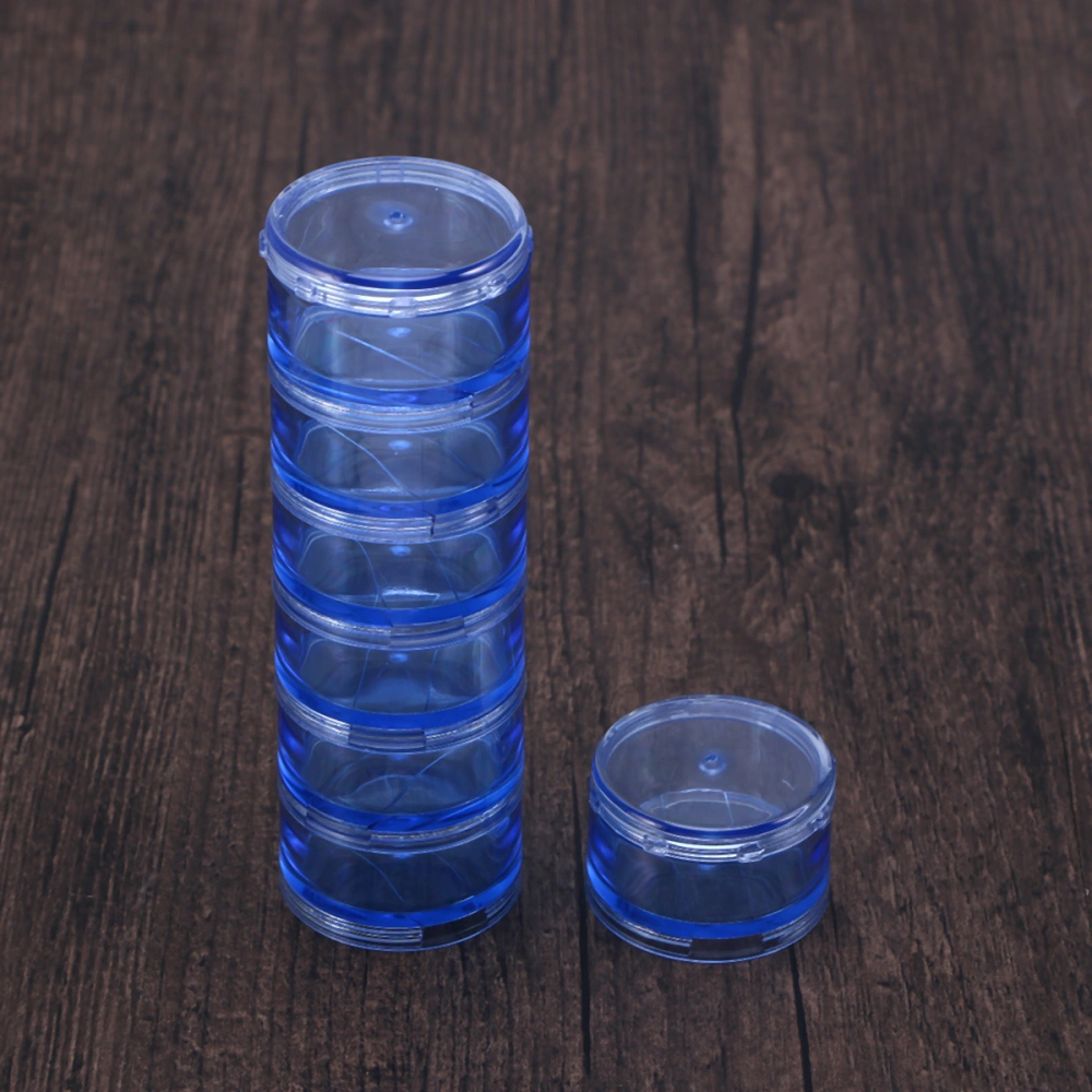 1 Set Portable Cylindrical Medicine Box Plastic 7 Grids Combination Storage Box Pill Organizer Container (Size S Blue)