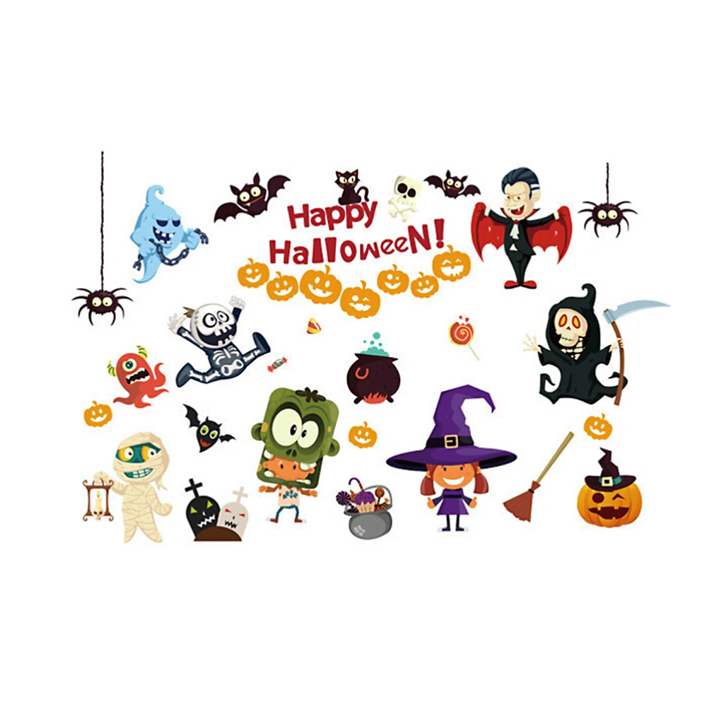 Happy Halloween Cartoon Wall Stickers Funny Hallowmas Wall Sticker for Kid's Room Home Decor Halloween Party Wall Sticker