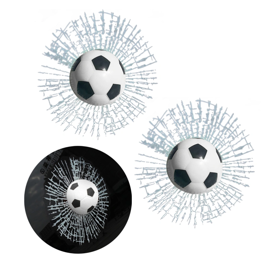 2PCS 3D Ball Pattern Car Stickers Glass Stickers Decorative Car Window Stickers (White Football)