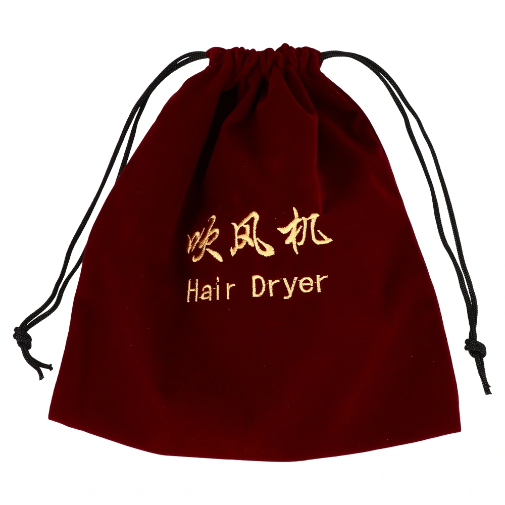 1pc Jewelry Hair Dryer Container Flannel Storage Bag Travel Drawstring Bag