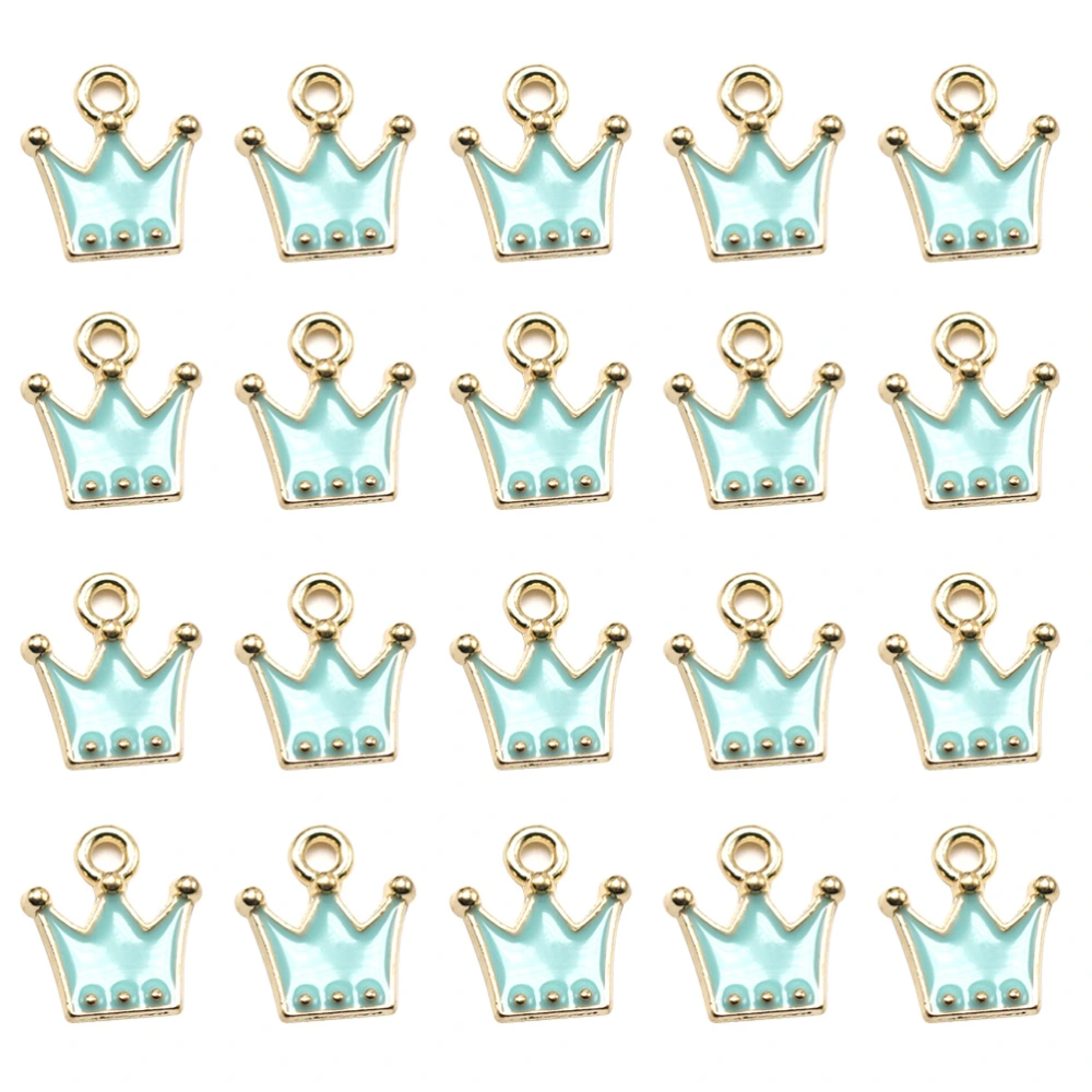 20PCS Crown Shape Pendants DIY Alloy Charms Jewelry Making Accessory for Bracelet Earrings (Blue)