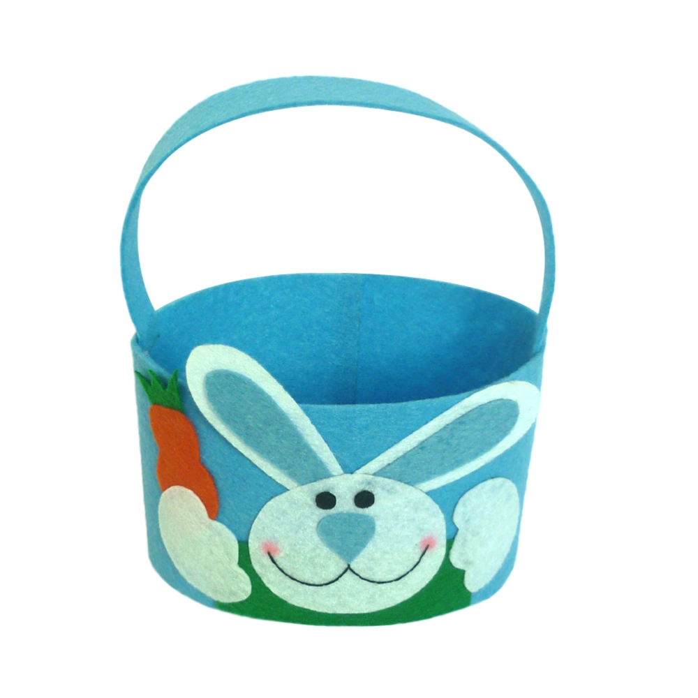 Easter Bunny Rabbit Pattern Candy Bag Cookie Bags Round Bucket Dessert Treat Bags Party Favors Creative Present Home Accessory (Blue)