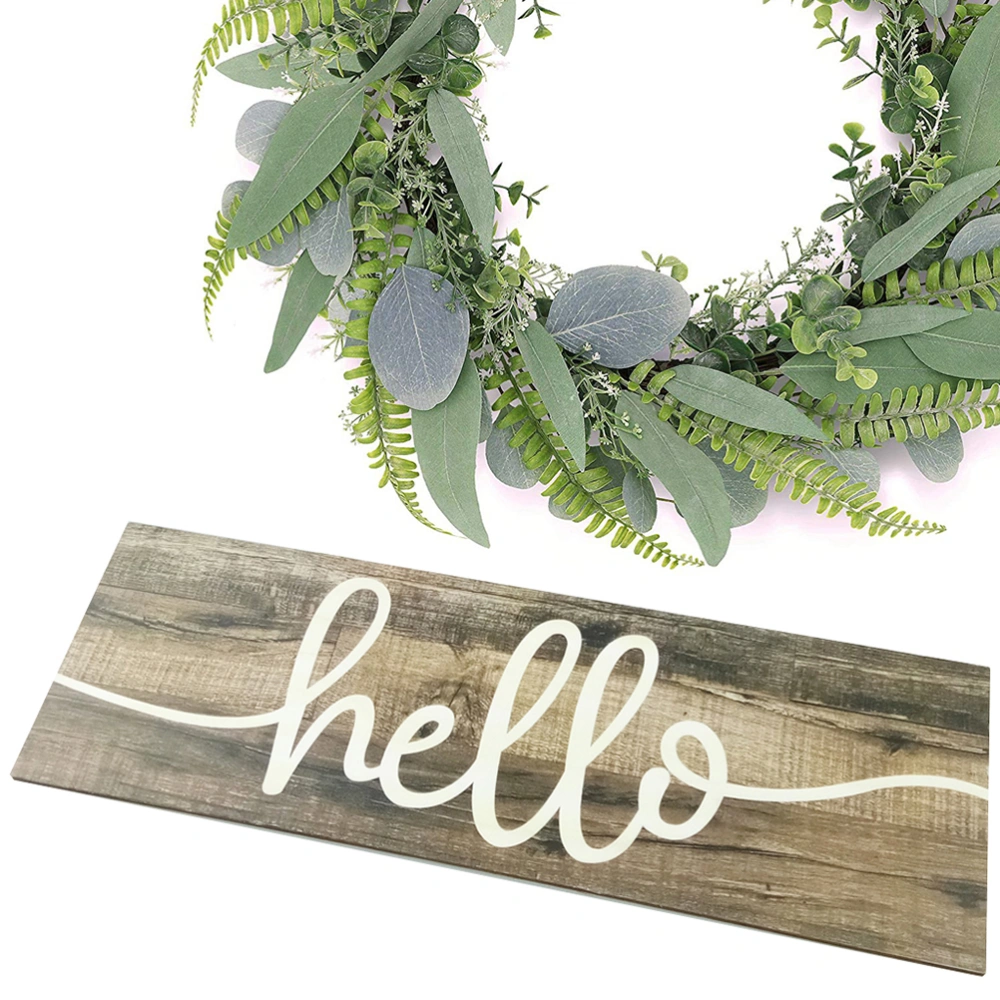 1pc Wooden Plaque Rustic Hello Words Hanging Tag Craft Hanging Decor Pendants for Home Bar