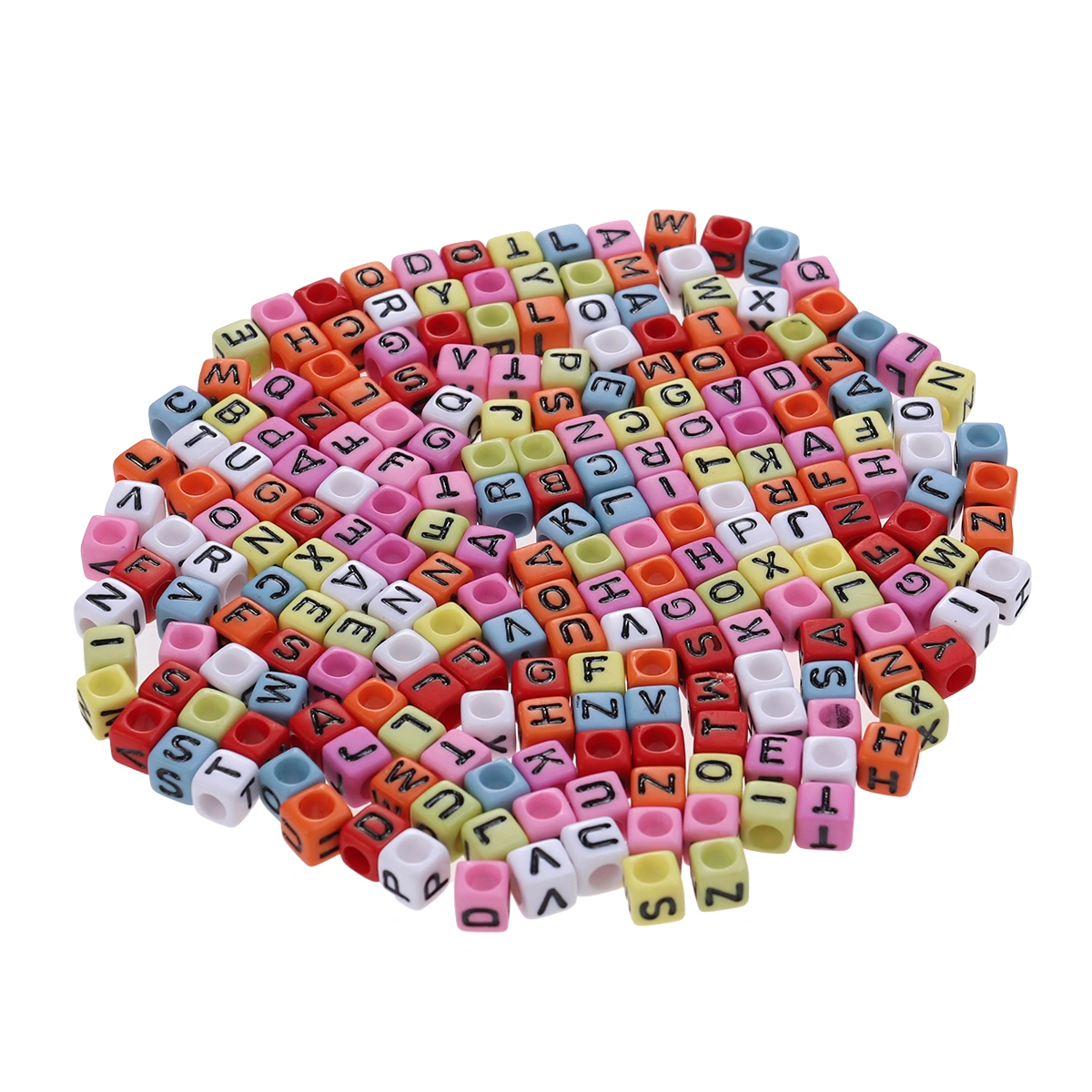 200 Pieces 6mm DIY Acrylic Black Alphabet Letter Cube Beads for Jewelry Making DIY Bracelets Necklaces Children's Educational Toys (Colorful)