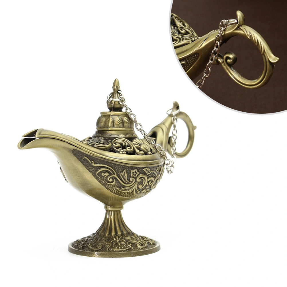 Metal Crafts Wishing Lamp Incense Burner Desktop Adornment (Bronze)