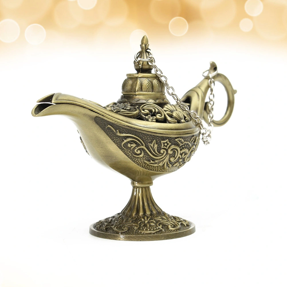 Metal Crafts Wishing Lamp Incense Burner Desktop Adornment (Bronze)