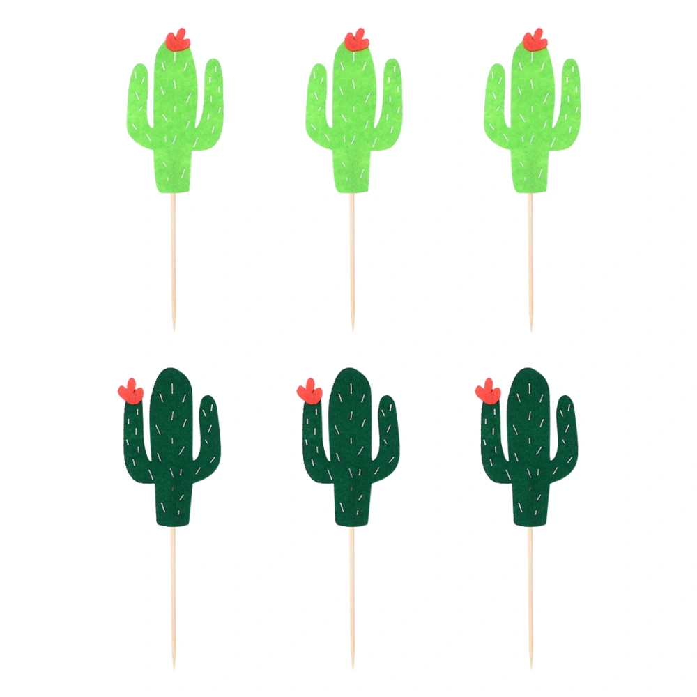 6pcs Cactus Cake Topper Creative Beautiful Fruit Decor Insert for Birthday Party Festival (Pattern 4)