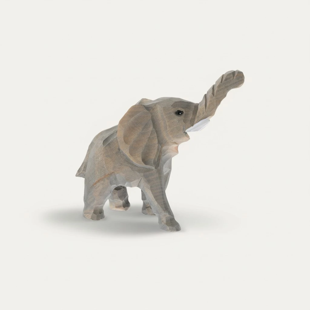 Handmade Basswood Elephant Adornment Simulation Elephant Carving Model