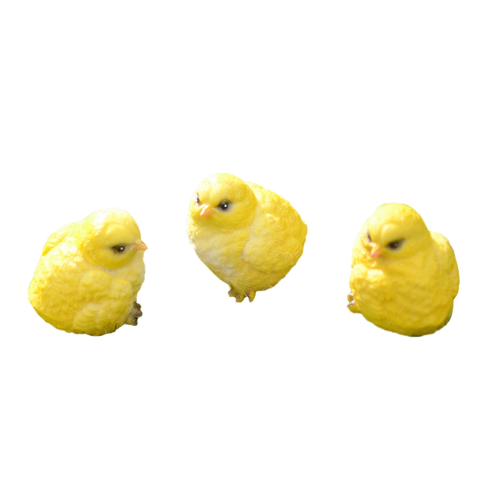 3pcs Outdoor Garden Decoration Little Yellow Chicks Chicken Statues Lawn Ornament