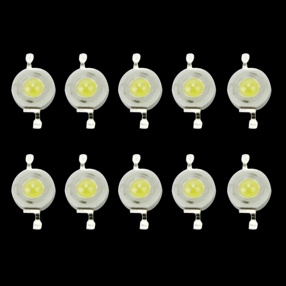 10pcs High Power LED Chip 1W 6000-6500K 100-110lm Lamp Beads for Floodlight Spotlight (White)