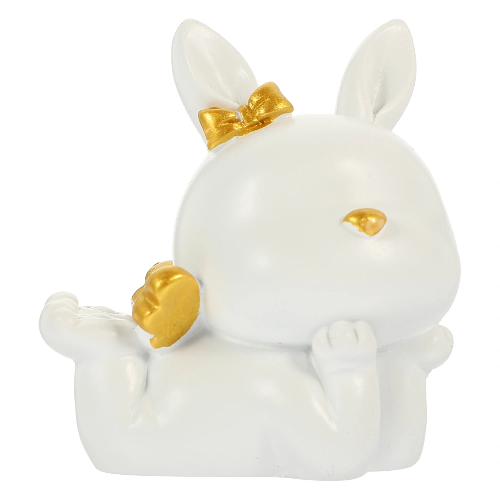 Tabletop Cartoon Zodiac Rabbit Figurine Resin DIY Bunny Decoration for Desktop