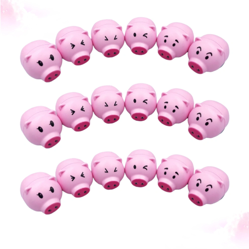 18pcs Cartoon Pig Shaped Inertia Toy Six Animal Back Car Vehicle Toy for Children Kids (Two Colors and Opp Package)