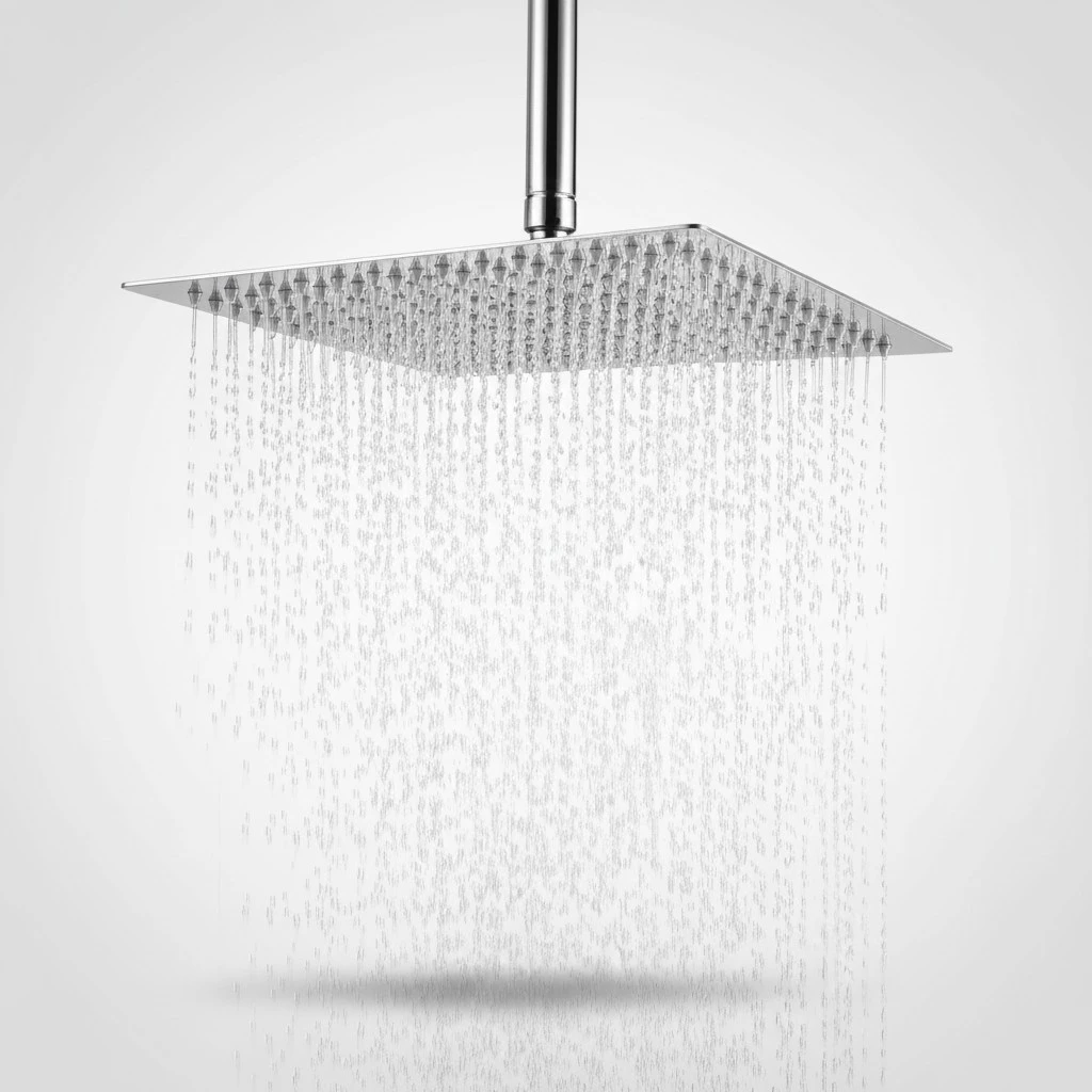 Stainless Steel Ultra-thin Waterfall Shower Heads Square High Pressure Rainfall Shower Head Rain Showerheads (8 inch)
