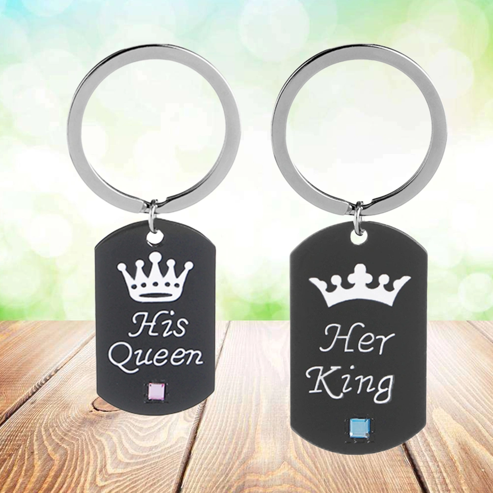His Queen Her King Keychain Set King Queen Couple Key Ring Valentines Day Birthday Anniversary Gifts for Couple Lover