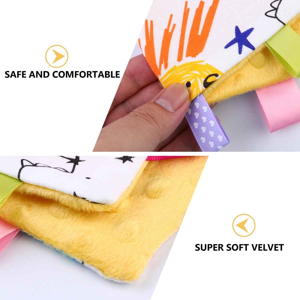 Baby Colorful Security Tag Blanket Appease Towel for Newborn Toddlers