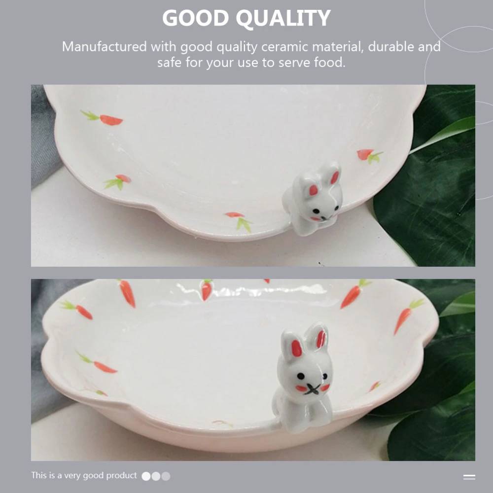 Ceramic Dinner Plate Food Serving Tray Cartoon Rabbit Shape Food Holder